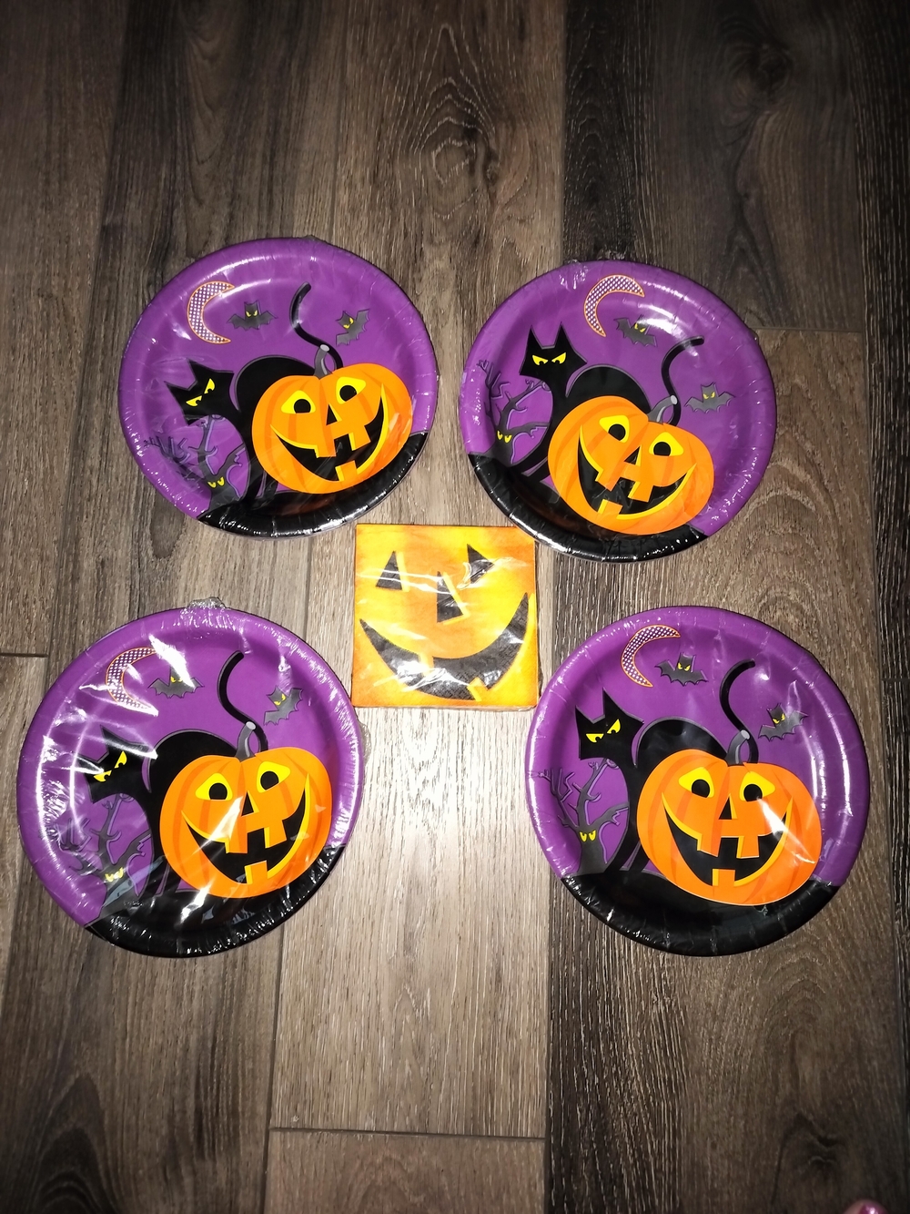 Halloween Pumpkin & Black Cat Paper Plates and Napkins - BRAND NEW